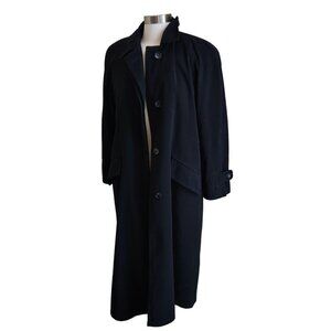 Regent Park Womens‎ Trench Coat Long Size 6P Black Long Sleeve Button Front